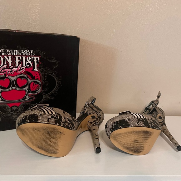 Iron Fist Slingback Platform Stilettos Skull Women’s Size 6 - Picture 3 of 7